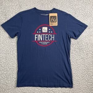 Fintech Performance Fishing Shirt Mens Medium Navy Blue Sun Washed Graphic Tee